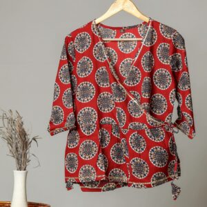 Handmade Block Print Cotton for Women ? Ethnic Floral Printed Top with Long Sleeves